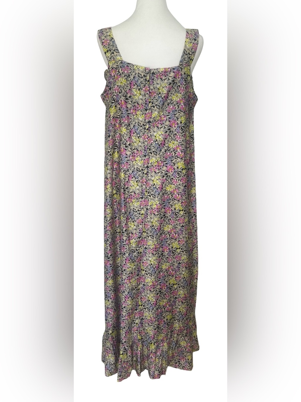 Vintage Sears Floral Maxi Dress Cottagecore Prairie Boho Ruffle Sleeveless M L - Picture 5 of 9